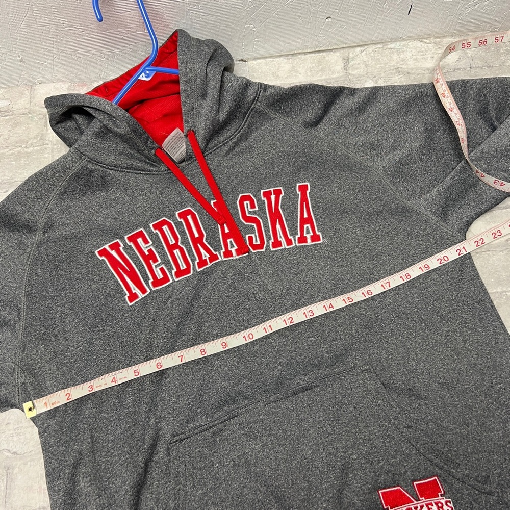 Huskers Nebraska gray red sweater hoodie sz medium unisex - Picture 5 of 8